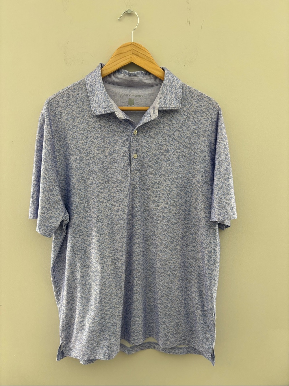 Hickey Freeman Light Blue Patterned Polo Shirt Men's Performance Golf